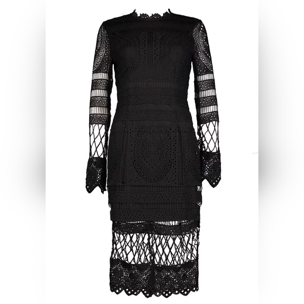 Boohoo Boutique Lace Panelled Midi Dress size 16